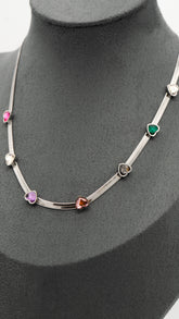 Silver Tinted Hearts Necklace